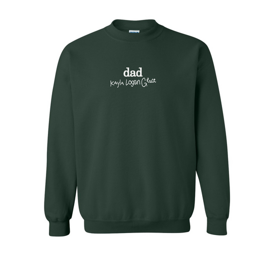 Title with Handwritten Name(s) Embroidered on Under Adult Crewneck Sweatshirt