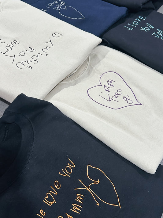 Handwritten Note Custom Embroidered - Adult Crewneck Sweatshirt